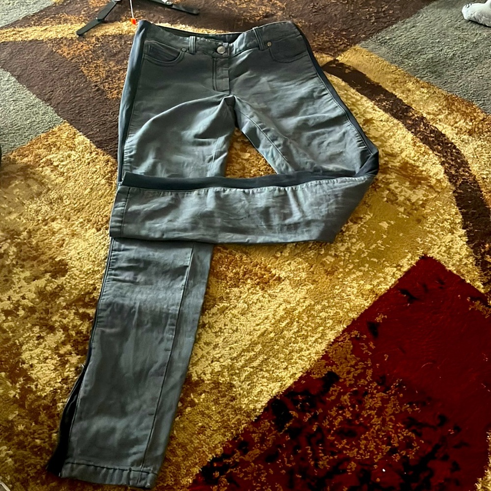 Balenciaga denim skinny jeans. Charcoal grey with black stripe down each side.